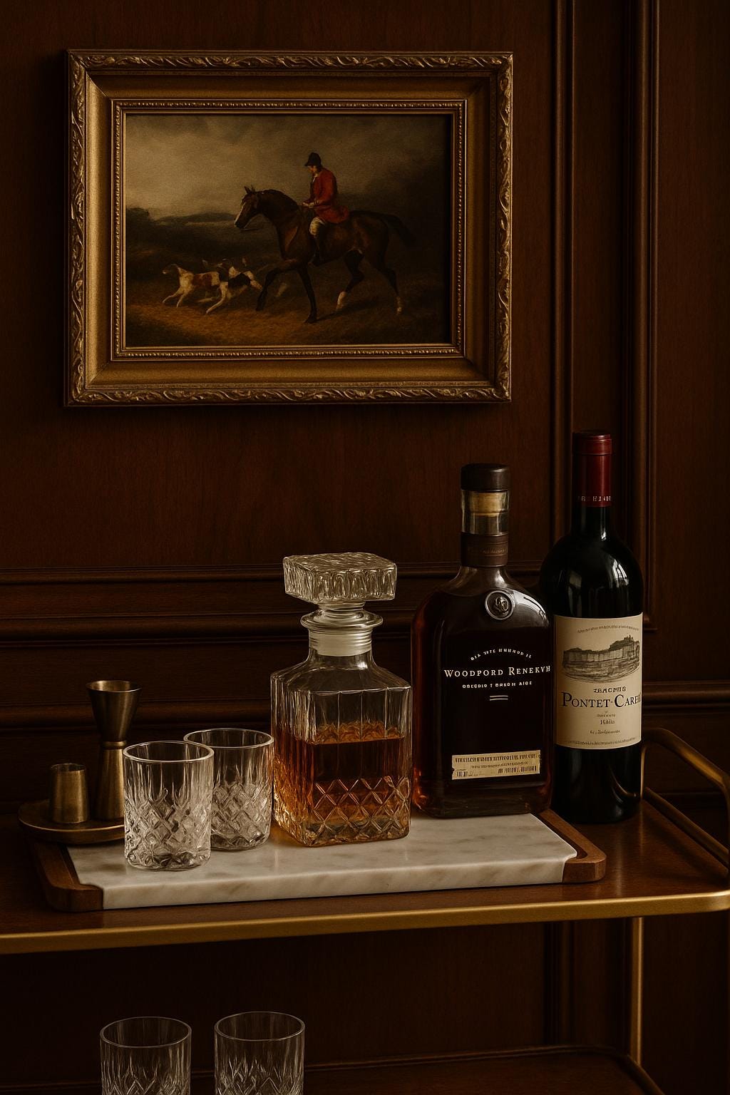 Vintage Glass Whiskey Decanter with Stopper – Cut Glass Liquor Bottle – Mid-Century Barware