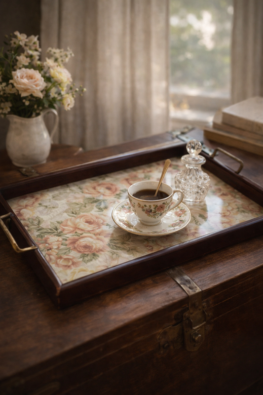Vintage Floral Glass Tray