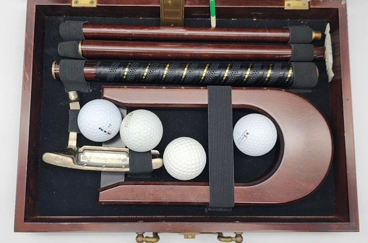 Vintage Wooden Golf Putter Set in Original Case