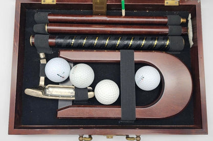 Vintage Wooden Golf Putter Set in Original Case