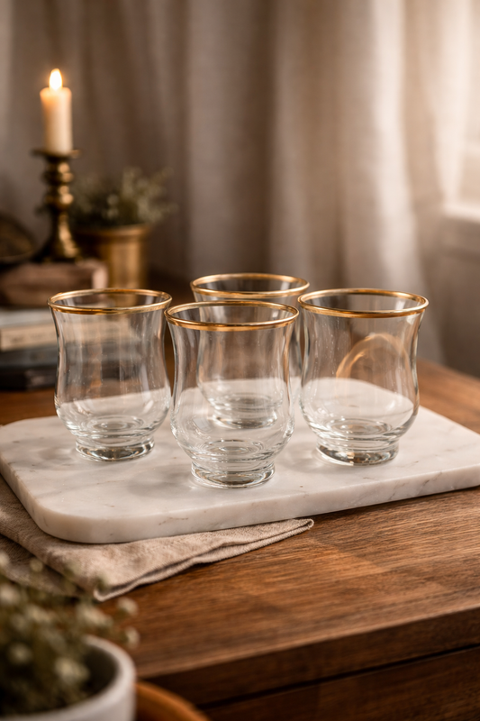 Vintage Gold Rim Whiskey Glasses – Set of 4