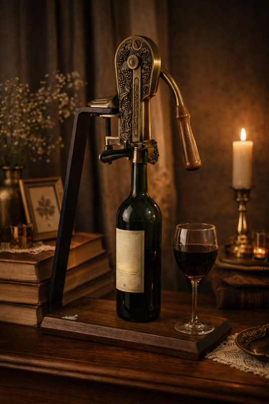 Vintage Estate Wine Bottle Corker Clamp | Hand Crank Wine Cork Press