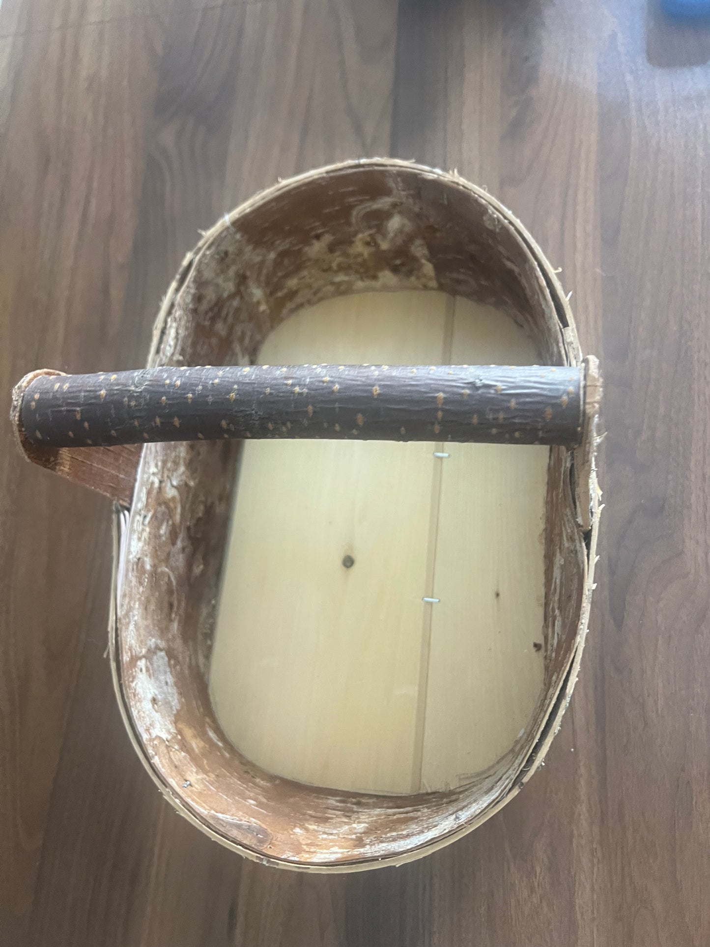 Vintage Rustic Oval Wooden Caddy