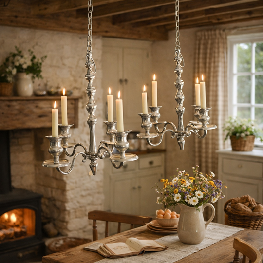 Hanging Vintage Silver Candelabras