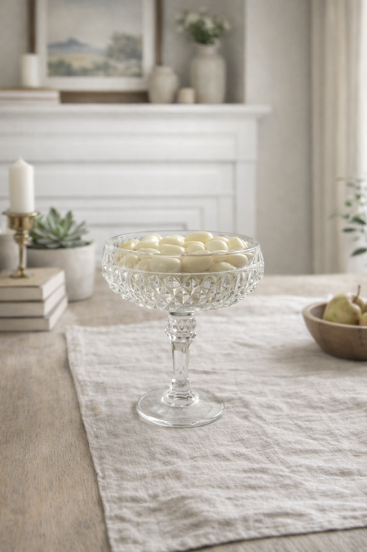 Vintage Diamond Cut Glass Coupe – Pressed Glass Dessert or Champagne Dish