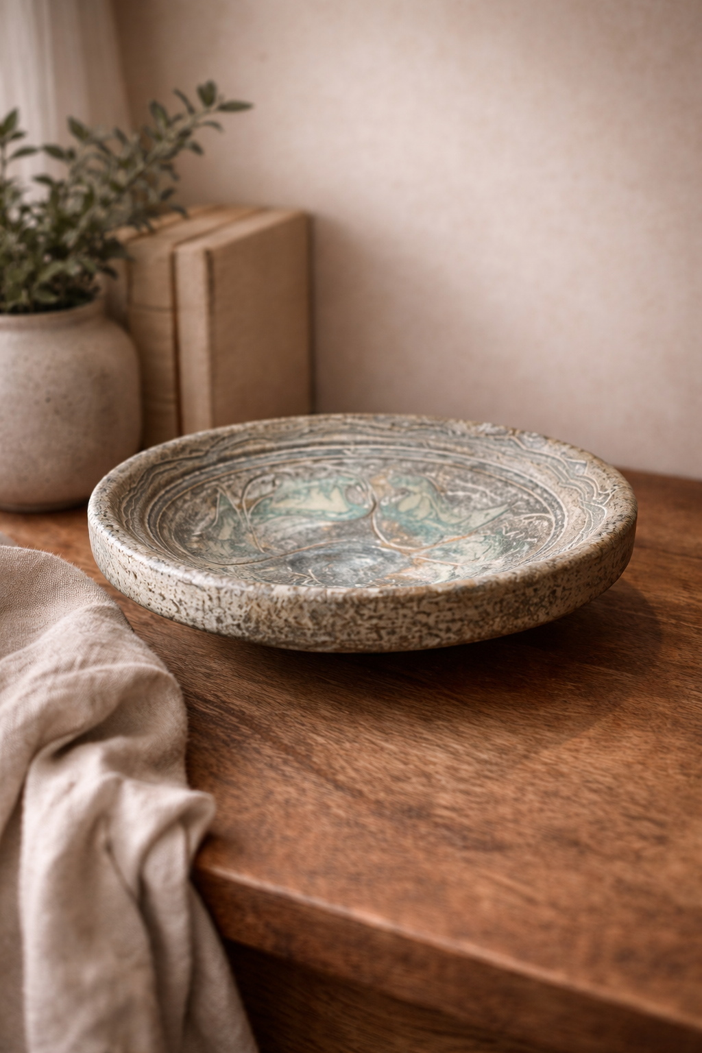 Antiqued Green Gold Leaf, Rustic Display catch all