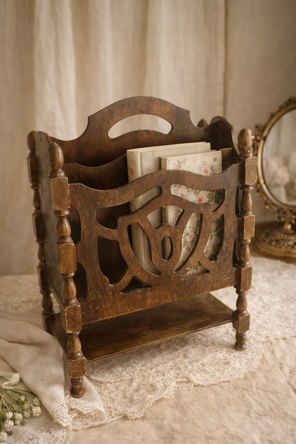 Vintage Wooden Magazine Rack