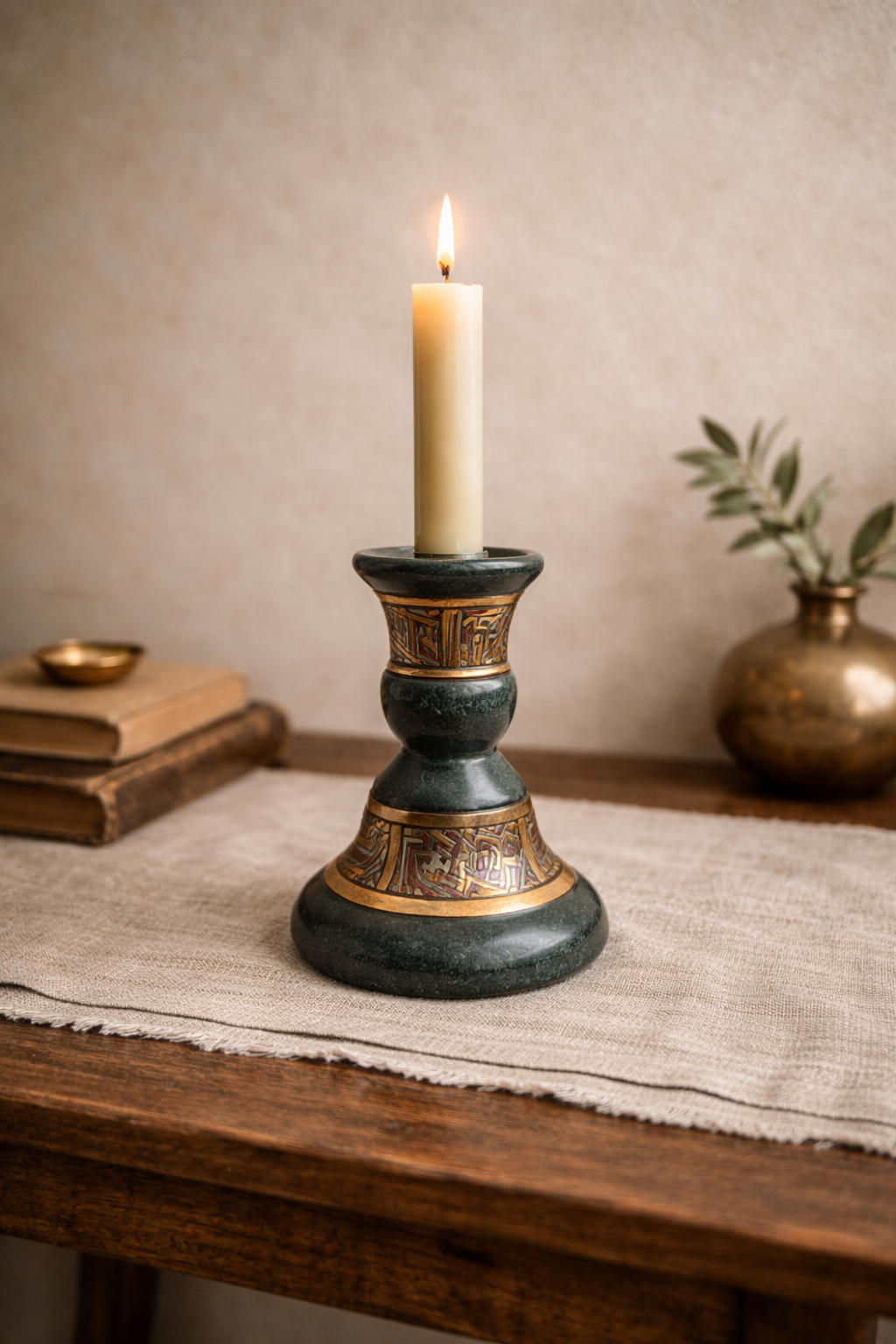 Hand-Painted Middle Eastern Ceramic Candle Holder