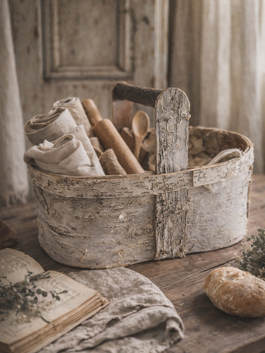 Vintage Rustic Oval Wooden Caddy