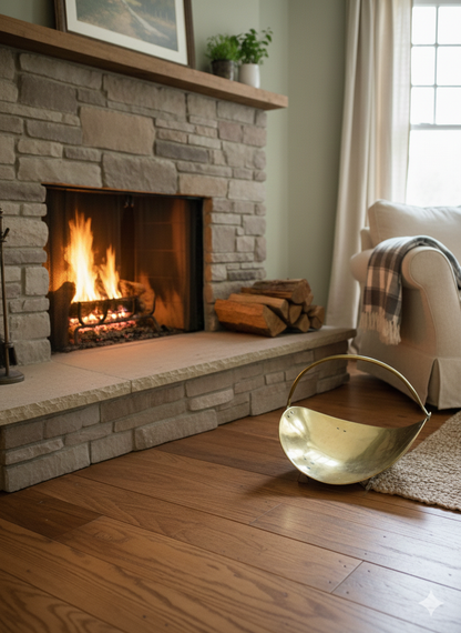 Vintage Solid Brass Log Holder | Smaller Scale Fireplace Basket