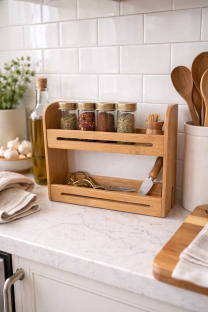 Bamboo Two-Tier Countertop Organizer