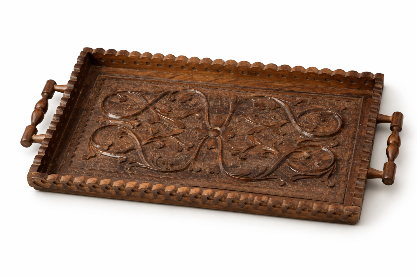 Hand-Carved Turkish Wooden Serving Tray
