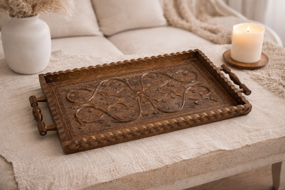 Hand-Carved Turkish Wooden Serving Tray