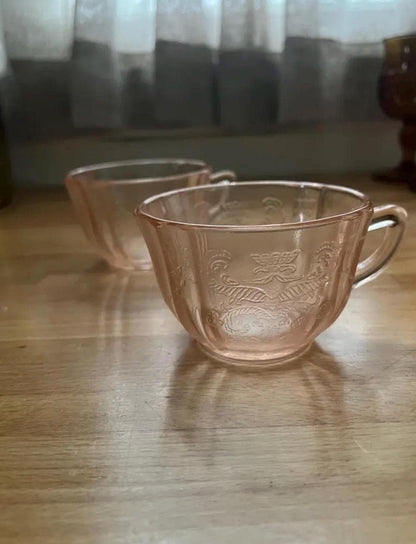 Vintage Pink Depression Glass Set – Princess Pattern by Hocking Glass | 1930s Tea & Butter Dish Collection