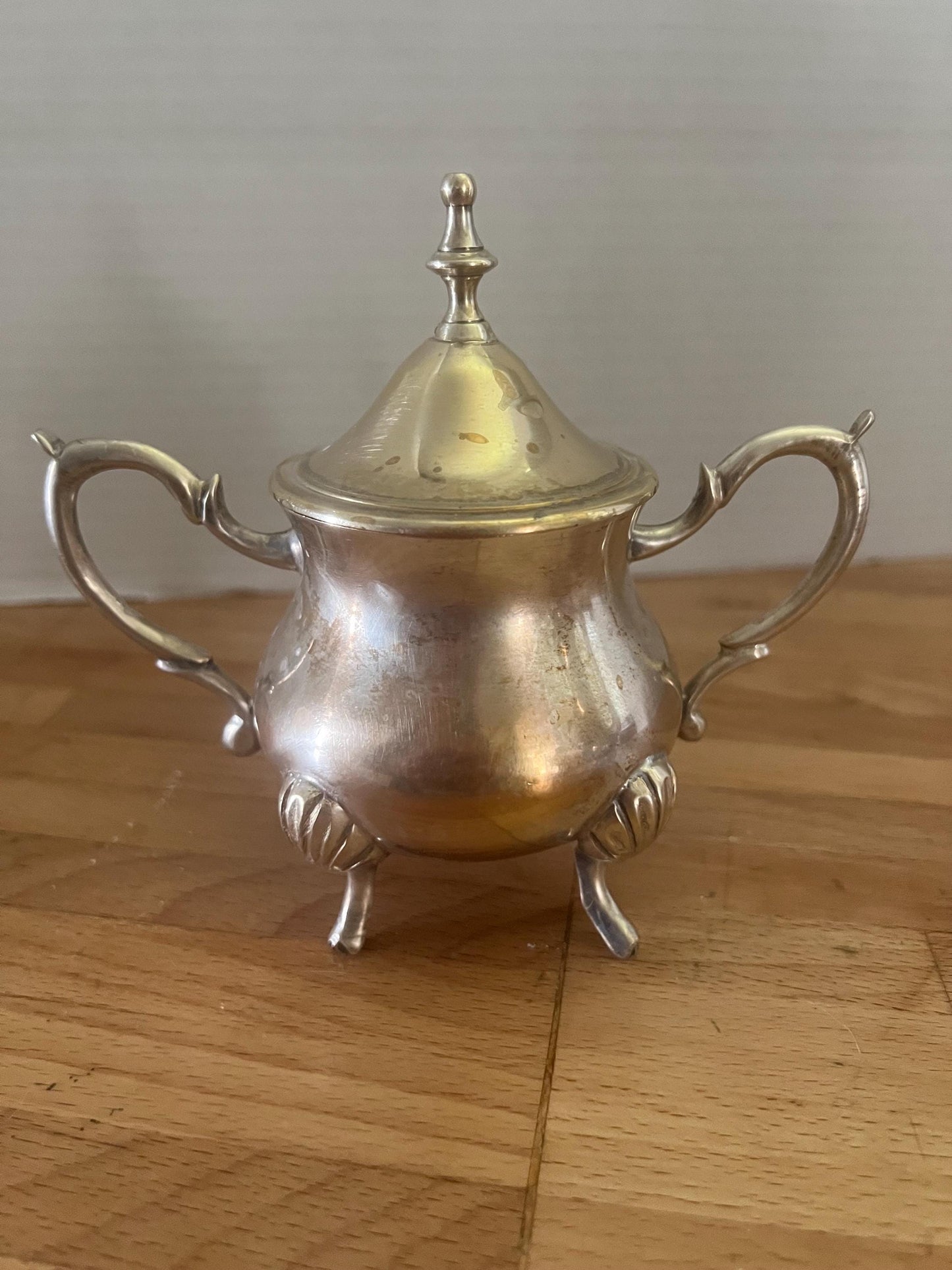 Vintage Silverplate Coffee Pot & Sugar Bowl Set – Shell Footed, Mid-Century Tea Service