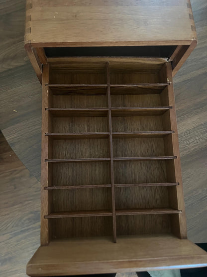 Vintage Teak Dovetail Wooden Organizer Box with Drawer