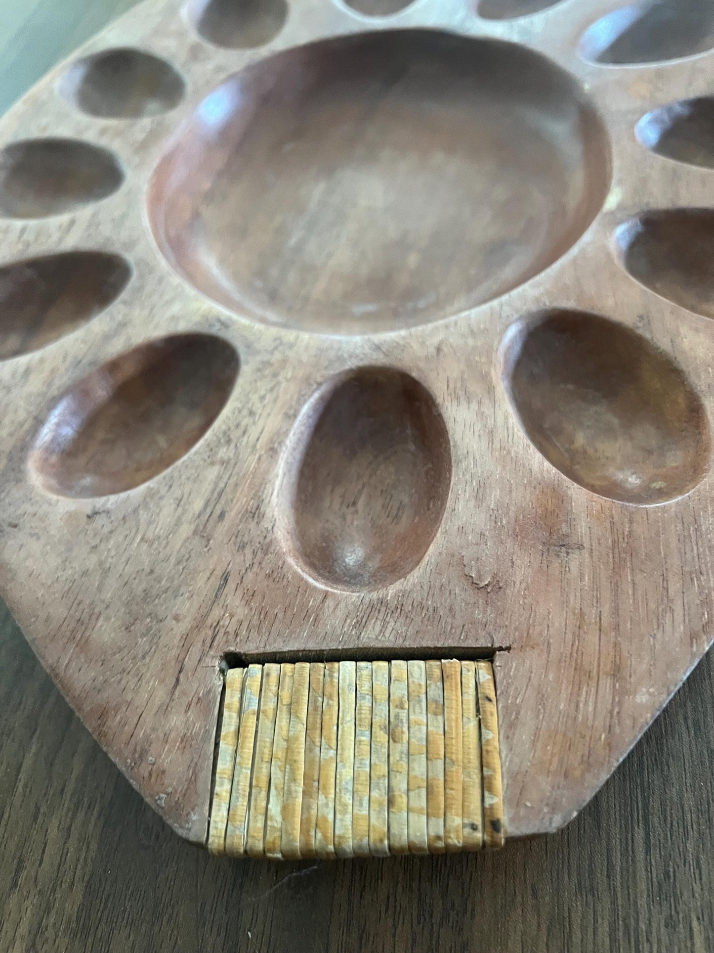 Vintage wooden deviled egg tray