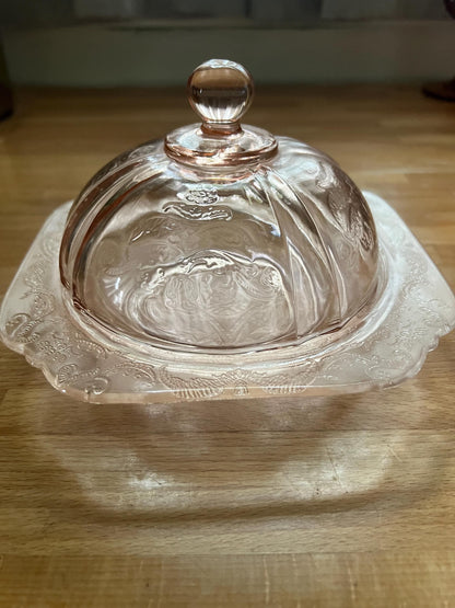 Vintage Pink Depression Glass Set – Princess Pattern by Hocking Glass | 1930s Tea & Butter Dish Collection