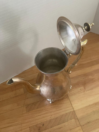 Vintage Silverplate Coffee Pot & Sugar Bowl Set – Shell Footed, Mid-Century Tea Service