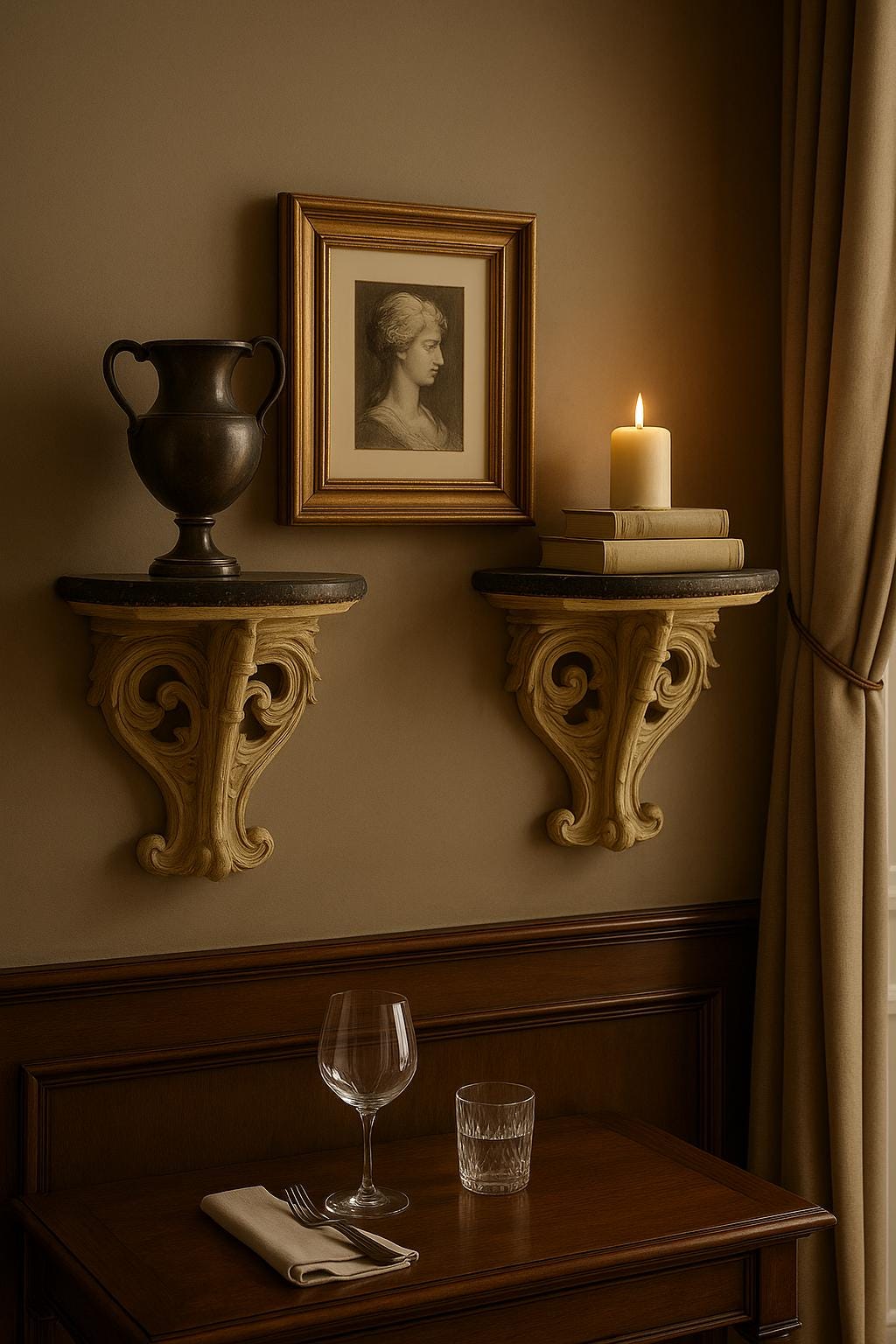 Antique-Style Plaster Wall Shelves: Rococo Corbels