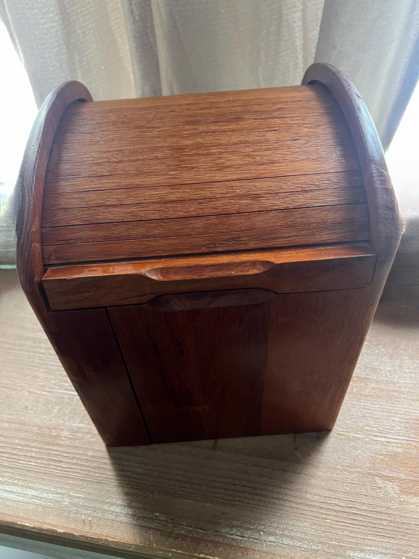 Kalmar Teak Roll Top Ice Bucket with Plastic Liner Mid Century Modern