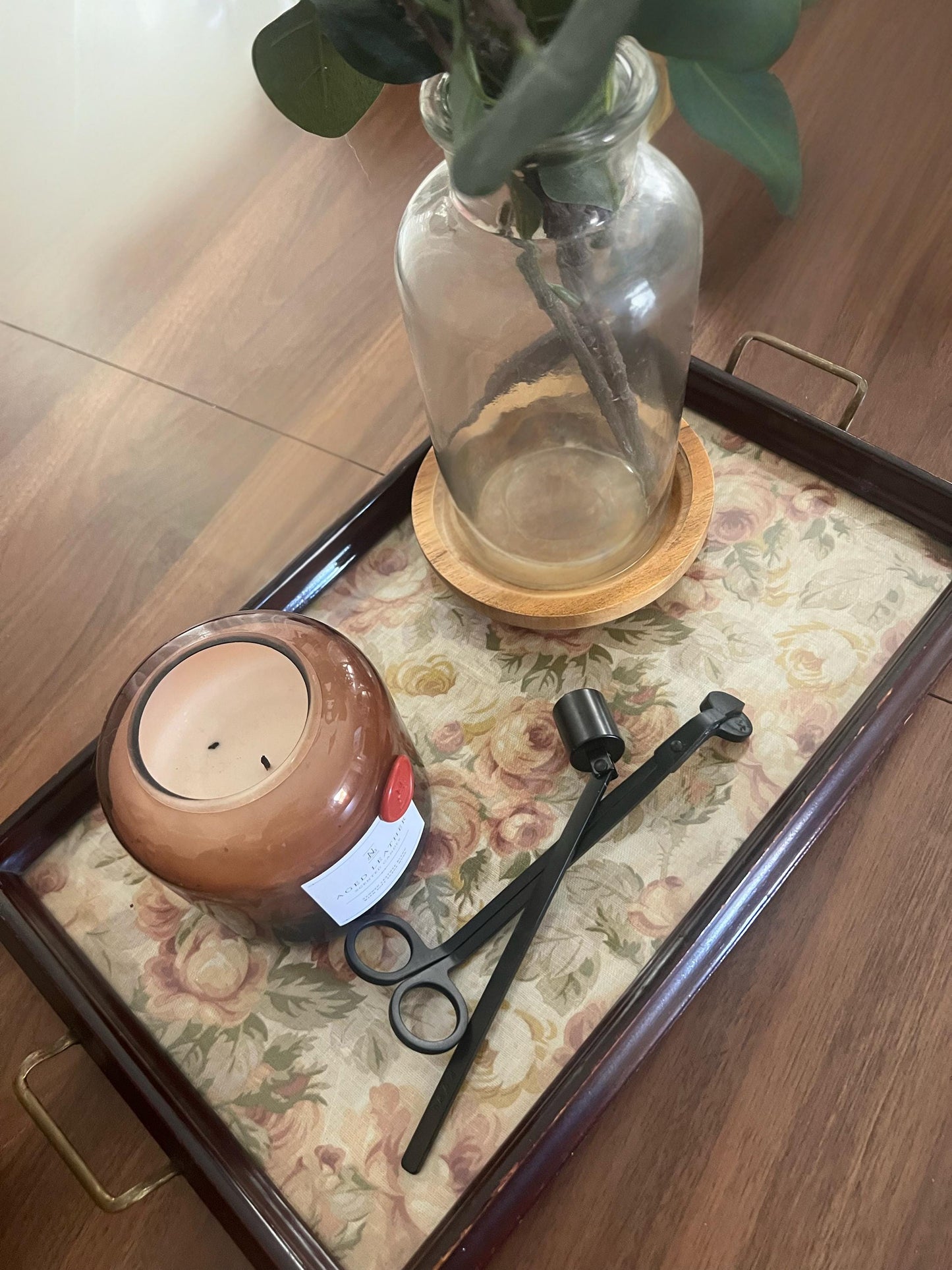 Vintage Floral Glass Tray