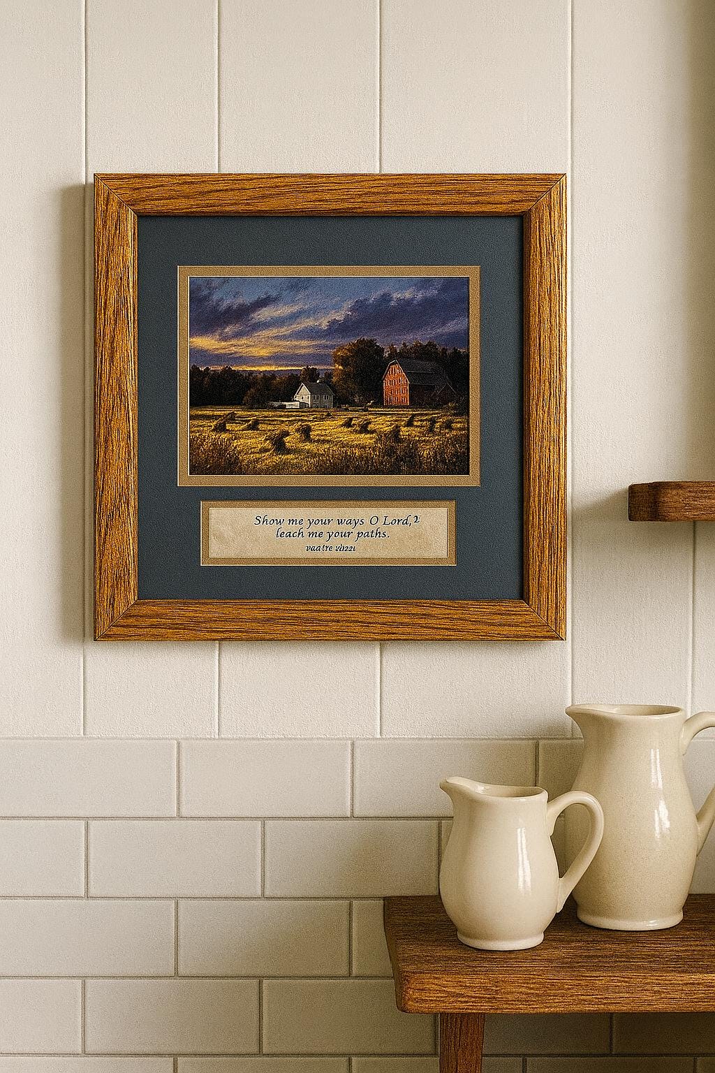 Framed Country Farmhouse Art with Bible Verse