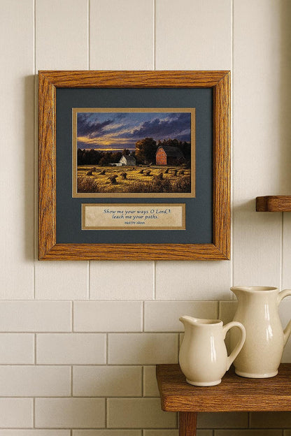 Framed Country Farmhouse Art with Bible Verse