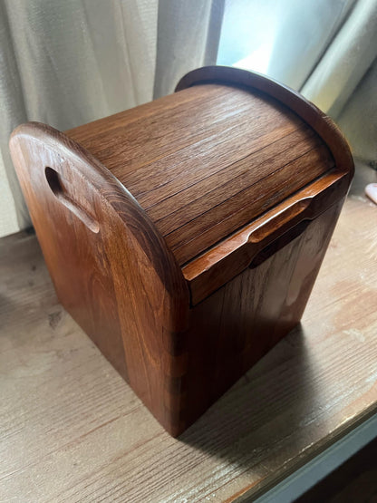 Kalmar Teak Roll Top Ice Bucket with Plastic Liner Mid Century Modern