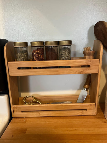 Bamboo Two-Tier Countertop Organizer