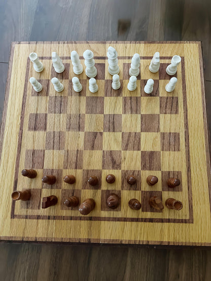 Wooden Chess and Checkers Set