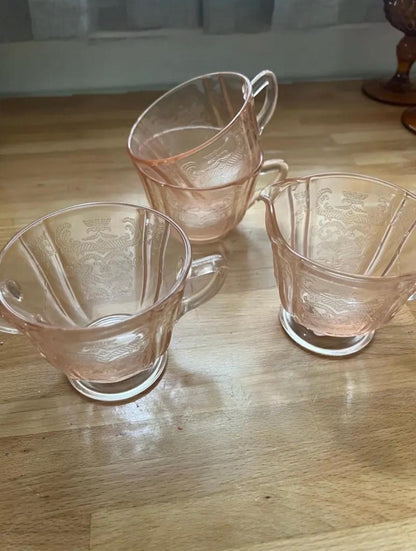 Vintage Pink Depression Glass Set – Princess Pattern by Hocking Glass | 1930s Tea & Butter Dish Collection