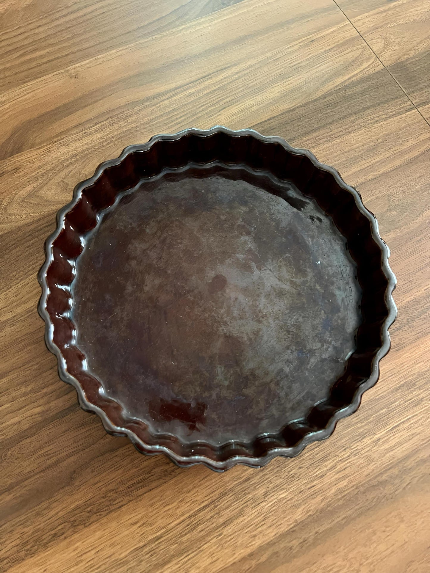 Vintage Stoneware Brown Drip Glaze Pie Dish