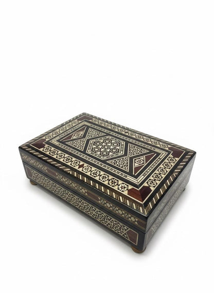 Vintage Syrian Marquetry-Mosaic Inlaid Wooden music Box.