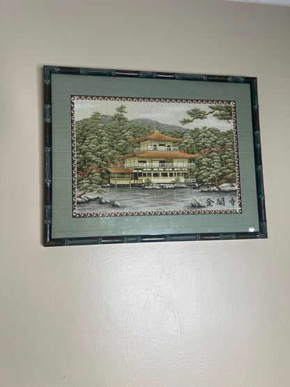 Vintage Japanese Temple Embroidery Art