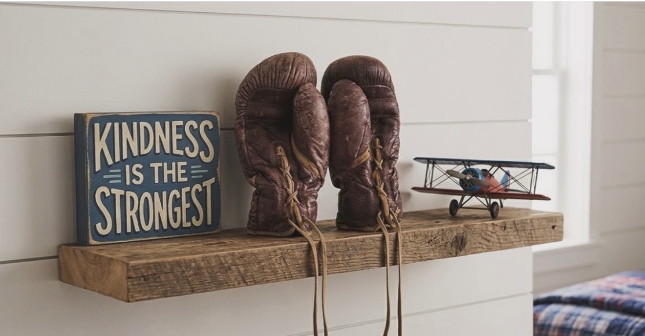 Vintage boxing gloves reimagined as children's room decor